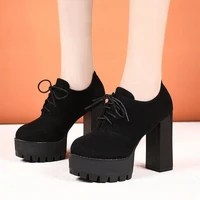 new high heel pumps womens shoes thick heeled short boot trendy female martin boots side zipper waterproof platform ankle boots