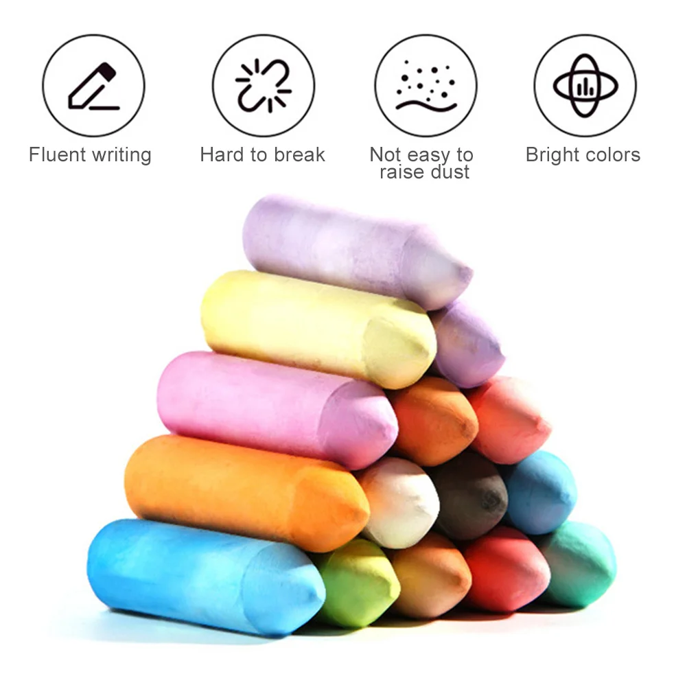 

20pcs For Kids Toddlers Easy Grip 15 Colors Jumbo Sidewalk Chalk Outside Driveway Drawing Tool Smooth Writing Gifts Dust Free