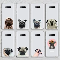 pug dog french bulldog phone case transparent for samsung galaxy a71 a21s s8 s9 s10 plus note 20 ultra