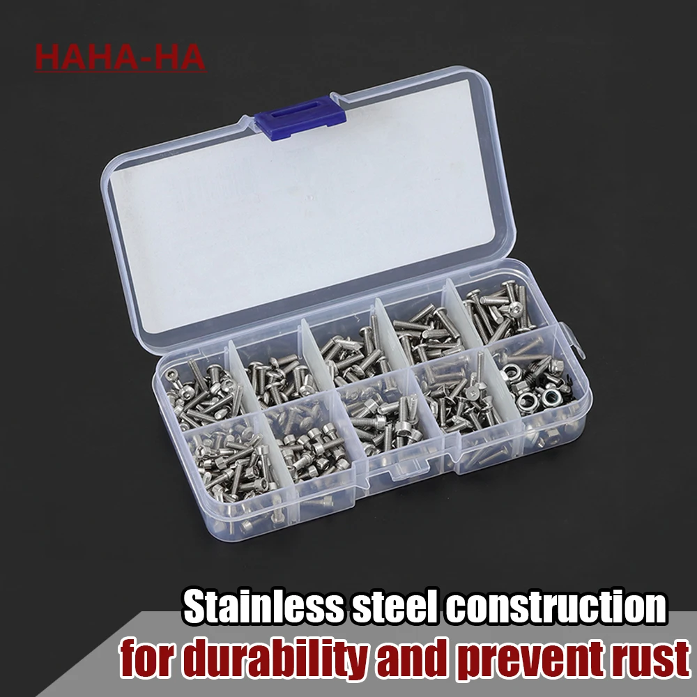

300pcs M2.5 M3 M4 Metal Screws Nuts Box for 1/16 RC Monster Trucks Summit E-Revo