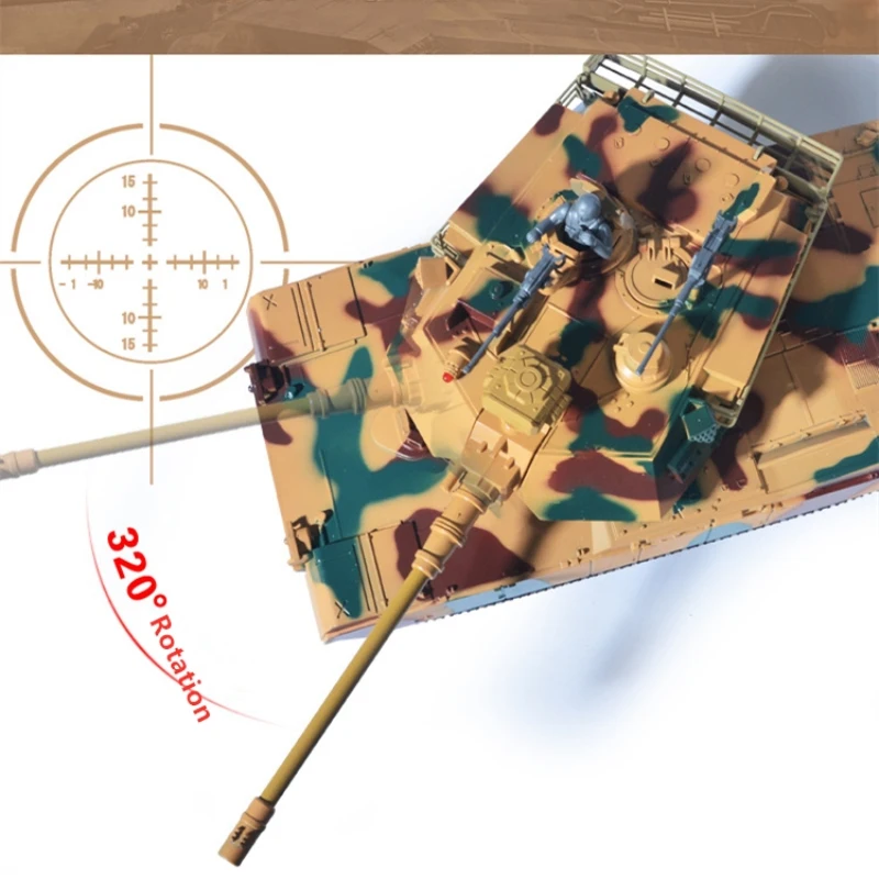 Emulational Sound Effect RC Battle Tank Bullet Launch Swing Barrel 320 градусов Turret Shiny Fat Electric
