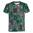 Футболка с электронным чипом в стиле хип-хоп для мужчин и женщин, футболка оверсайз с 3D машинным принтом, Топ в стиле Харадзюку с коротким рукавом на лето