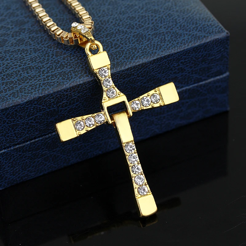 Ожерелье с подвеской-крестом форсаж цепочка в хрустальной коробке подарок для