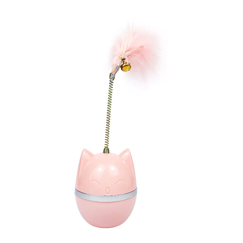 

Real Feather Spring Cat Toy with Bell Pet Products Cat Accessories Tumbler Cat Toys Kitten Interactive Chasing Toy