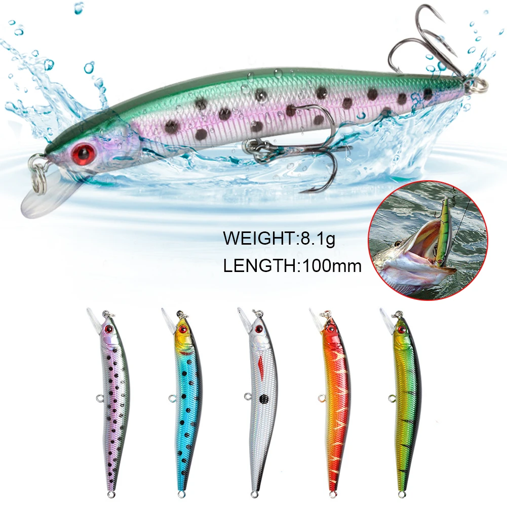 1Pc Minnow Fishing Lure Hard Bait Swimbait 100mm 8g Artificial Bait Fishing Wobbler Crankbait Carp Perch Fishing tackle 