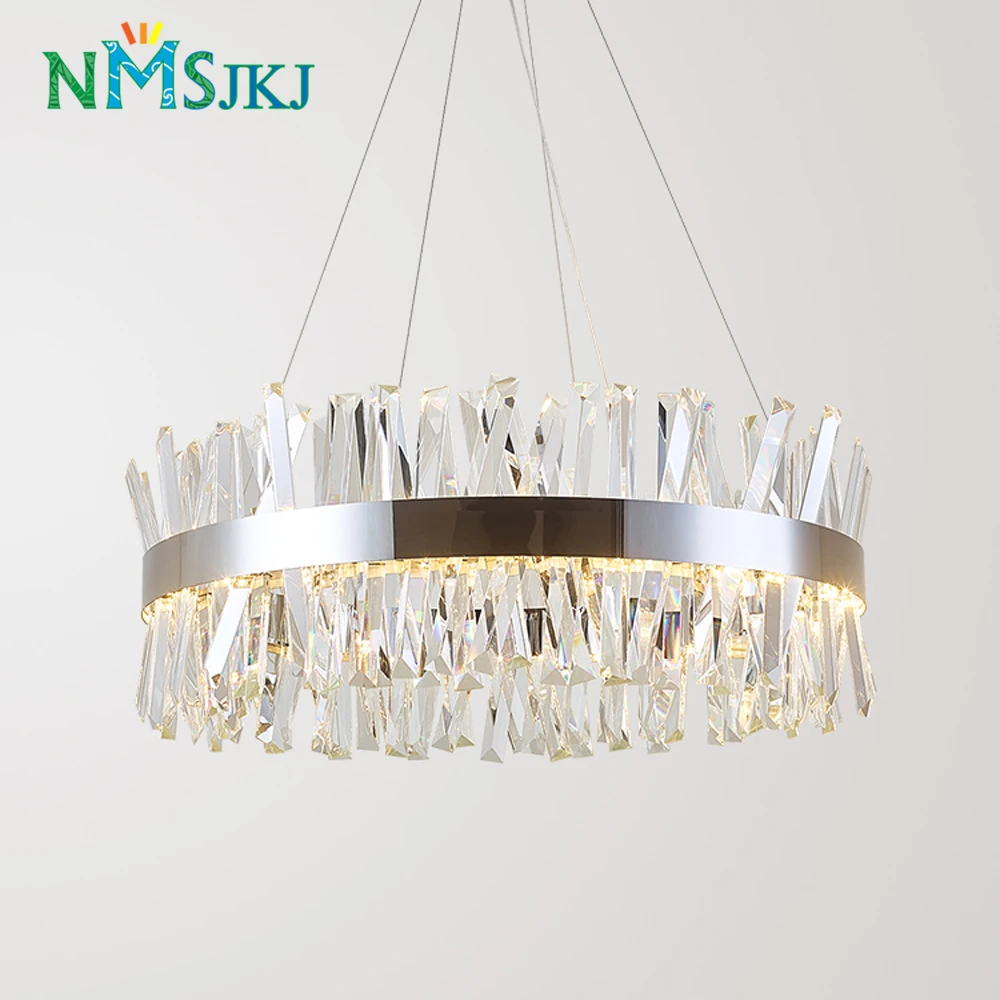 Современный роскошный серебряный круглый хромированный светодиодный