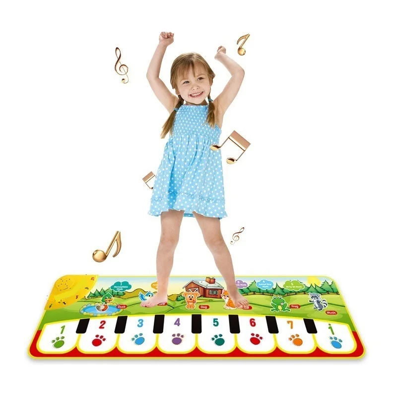 

90x27cm Baby Musical Play Mat Animals Sound 8 Instruments Tone Adjustable Piano Keyboard Educational Toys for Children Kids Gift