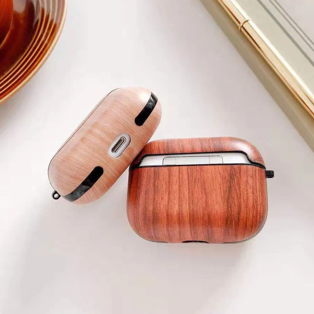 

Wood Grain Soft TPU Business Charging Box Case for AirPod 2 3 Luxury Wood Pattern Earphone Cover for AirPods 2 Pro Case