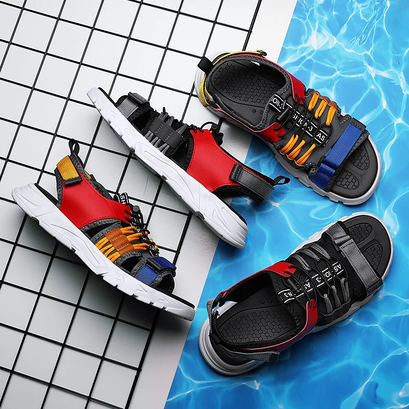 

CRLAYDK Men Sandals Colorful Casual Roman Shoes Outside Breathable Mens Sandals Summer Comfortable Light Sandalias Hombre