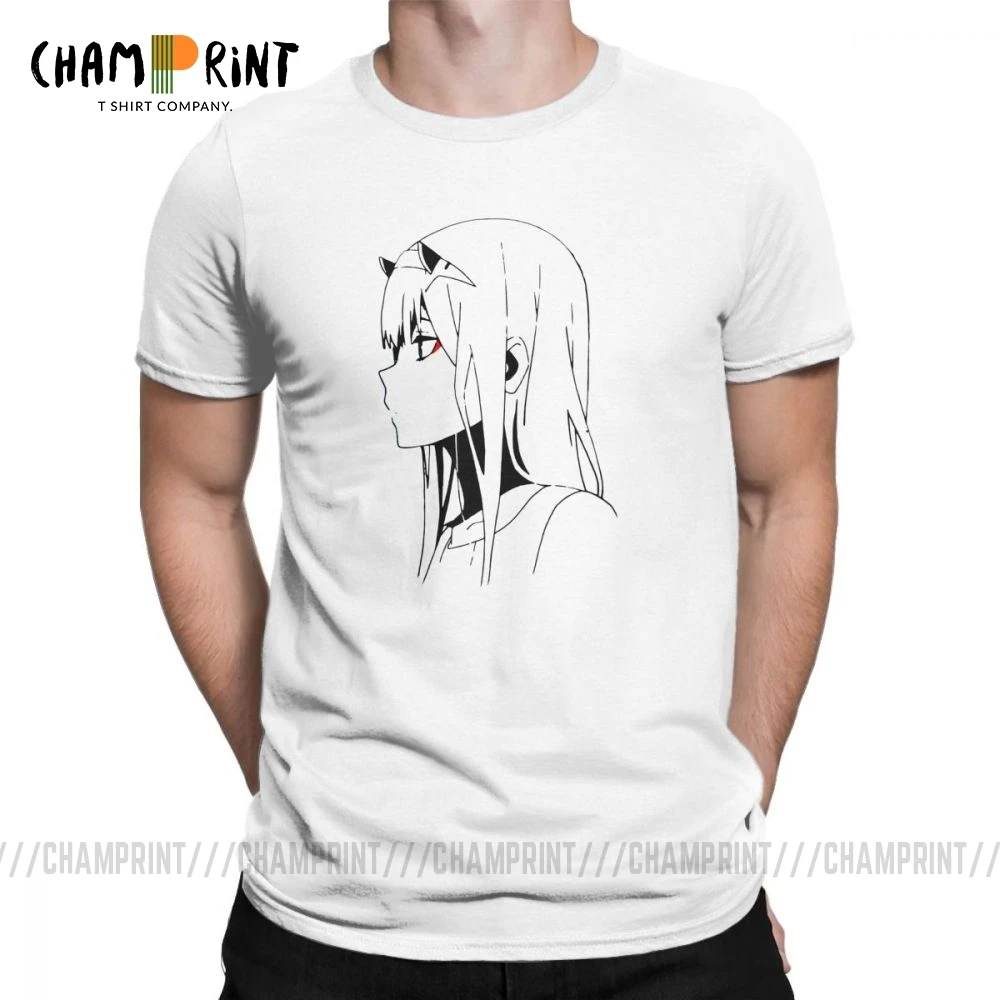 Крутая Мужская футболка с изображением фильма Zero Two Darling в Franxx из 100% хлопка одежда