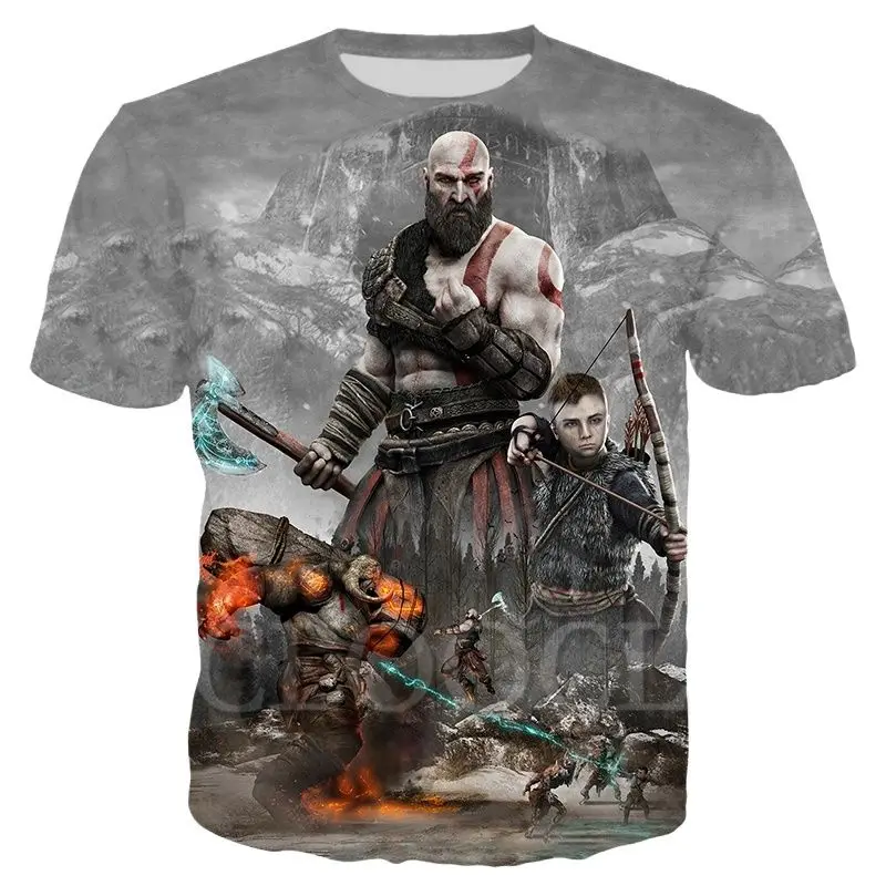 

Games God of War T Shirts Women's Men's 2021 Newest Summer Fashion Casual Oversized 3D God of War Printed Tee Shirts