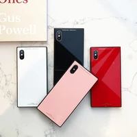 luxury square solid color tempered glass phone case for apple iphone 11 12 pro max x xr xs mini 6 6s 7 8 plus se 2020 back cover