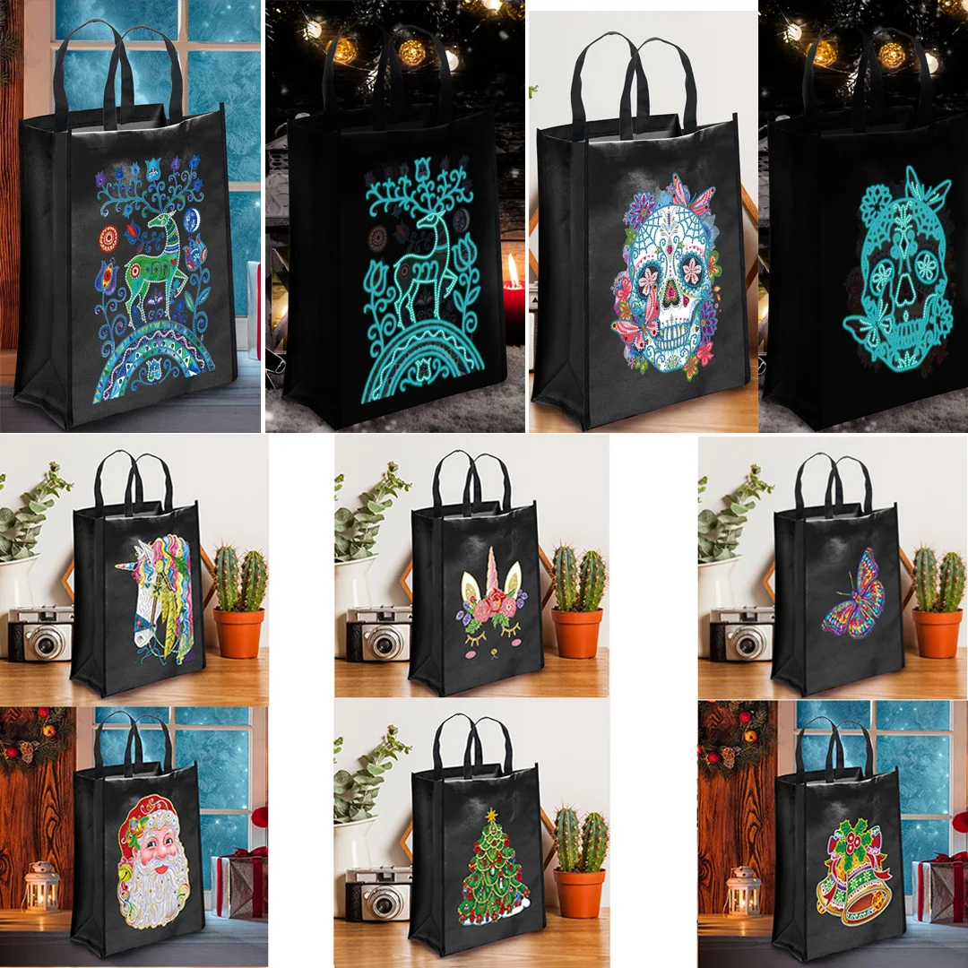 DIY Luminous Diamond Painting Handbag Glows In The Dark Reusable Shopping Storage Bag Home Decor Gift Canvas Bag Eco-friendly