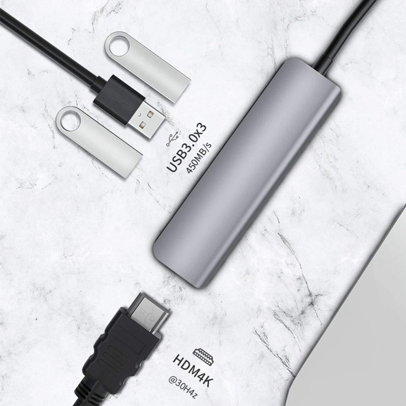 

4 in 1 USB C Hub Type C to 4K HDMI Adapter Converter High Speed 5Gbps USB 3.0 HUB for Laptop