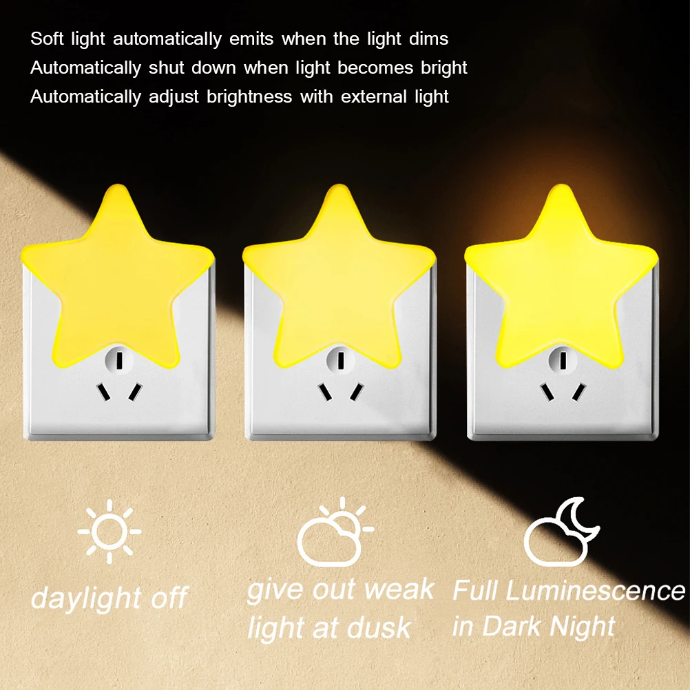 

LED Sensor Control Night Light Mini Star Shape LED Night Light with EU/US Plug