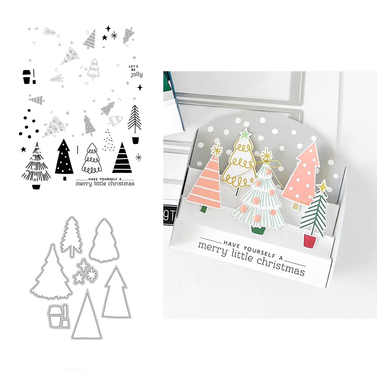 

Star Christmas Trees Cutting Dies Stamps Scrapbook Diary Secoration Embossing Stencil Template Diy Greeting Card Handmade 2021