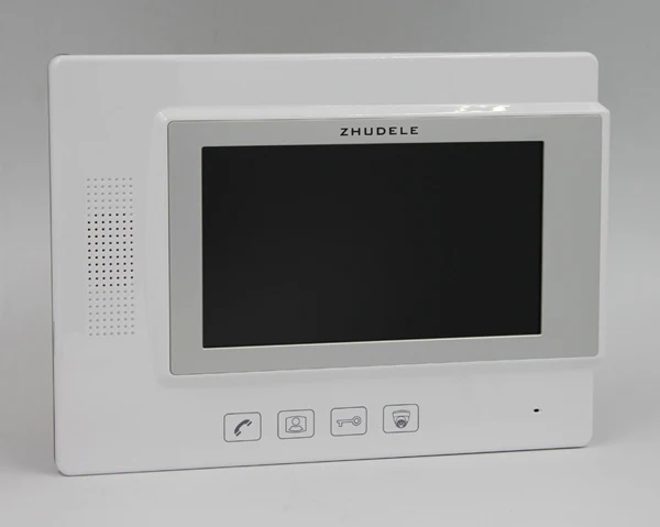 ZHUDELE Visual Intercom Doorbell 7'' TFT LCD Wired Video Door Phone System Indoor Monitor CCD Outdoor IR Camera ID Card 1v4 |
