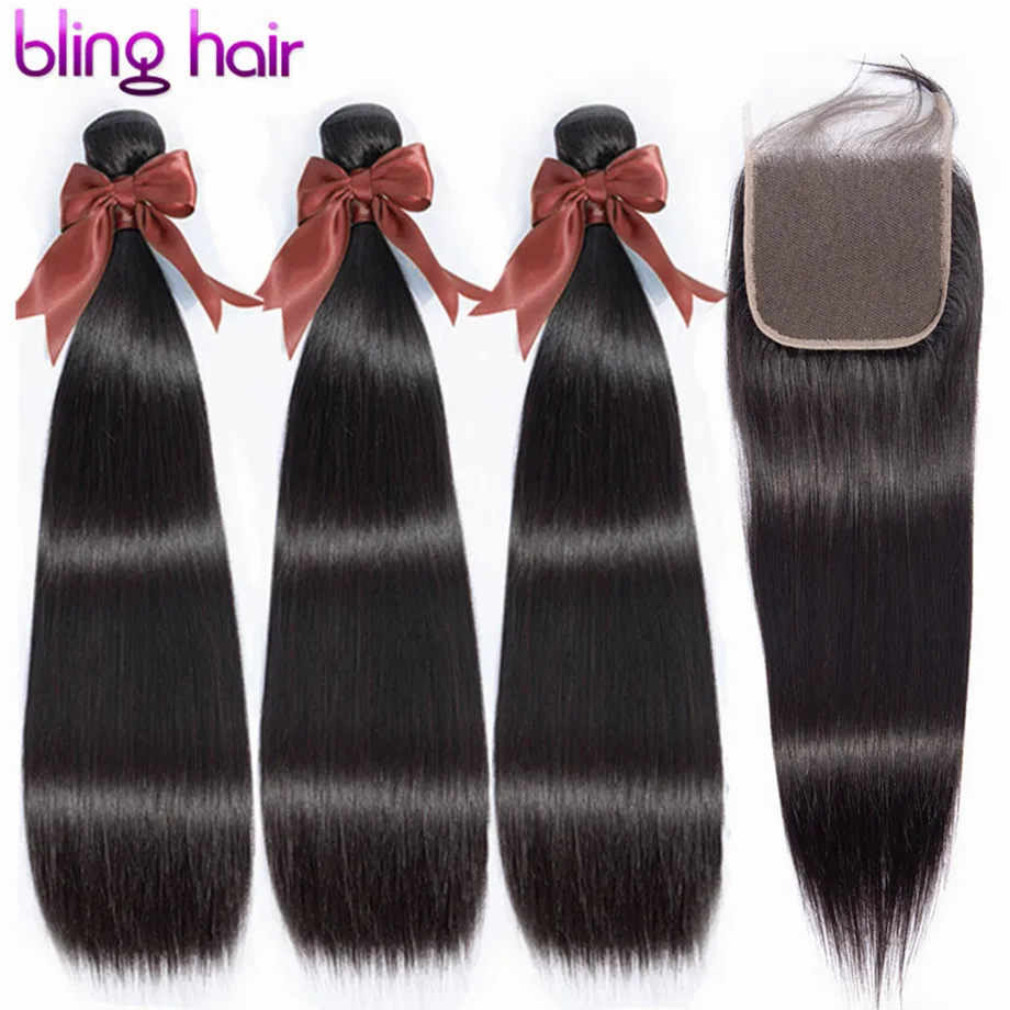 Шикарные волосы на сетке 4x4 и пряди прямых застежкой перуанские 100% человеческие