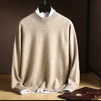 2020 mens new high end long sleeved knitted 100pure wool sweater fashion large size half high neck cashmere sweater men