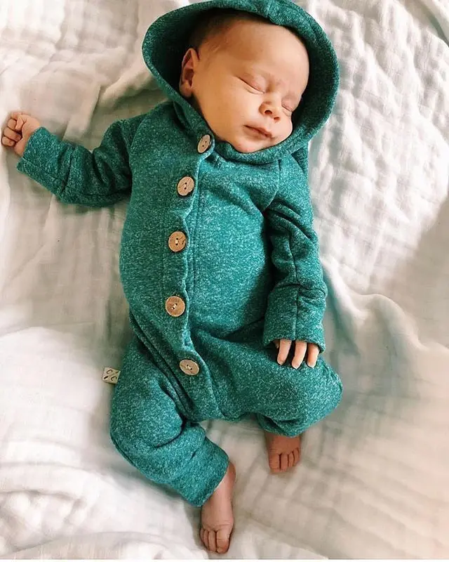 

Newborn Baby Boy Girl Long Sleeve Hooded Romper Jumpsuit Playsuit Outfits Autumn Clothes