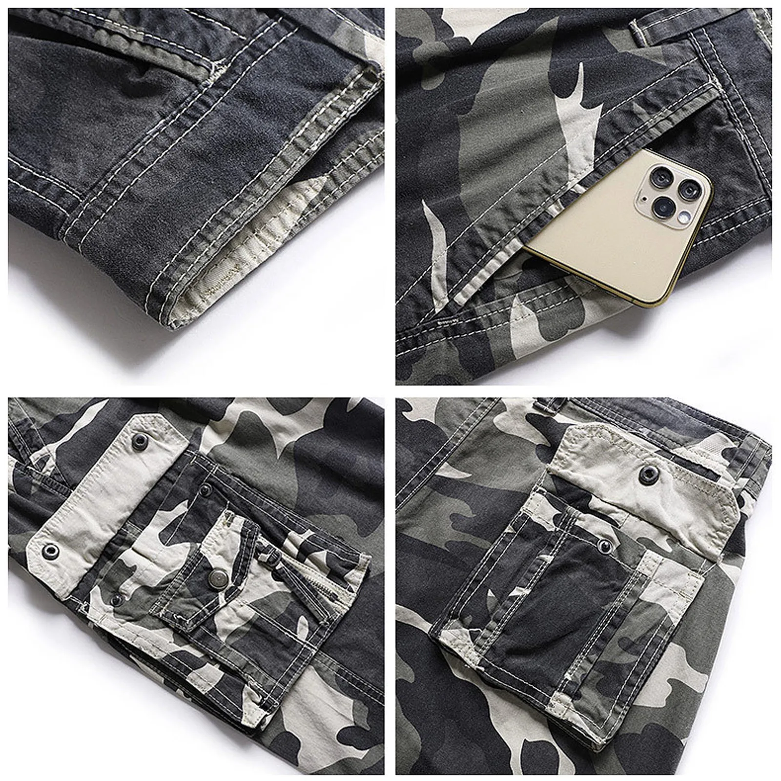 

Men's Casual Pure Color Outdoors Pocket Beach Work Trouser Cargo Shorts Pant Men Sports Athletic Running Sport Fitness Hip Hop