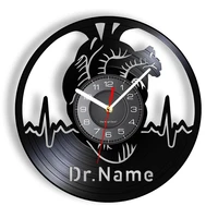 personalized heart doctor name vinyl record wall clock doctor surgeon nurse medical clock hospital art decor cardiologist gift