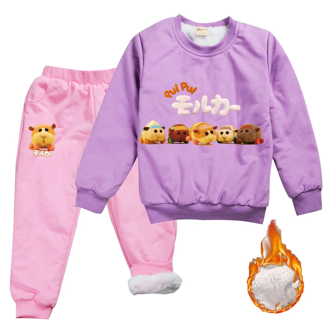 

2021 Winter Anime Sumikkogurashi Hoodie Kids Thick Warm Velvet Sweatshirt +Pants 2Pcs Sets Toddler Boy Clothes Girls Outfits