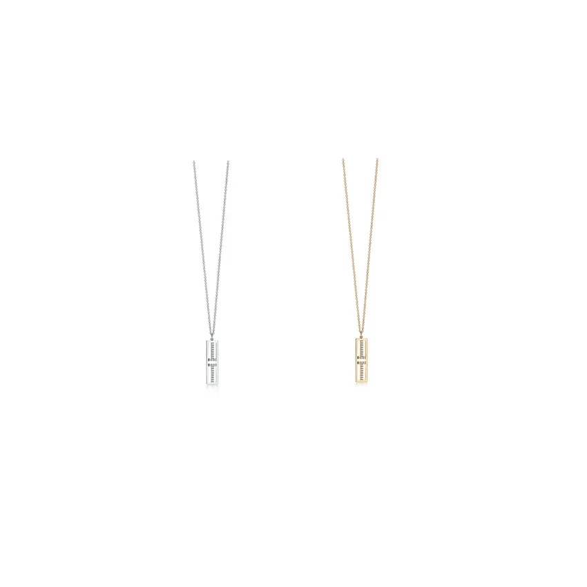

Classic fashion gem-set hollow out vertical hanging necklace