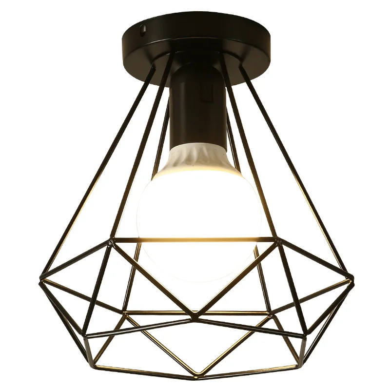 

Vintage Ceiling light Modern Nordic Retro Iron lamp Decor For Living Room Bar Black and White Loft E27 Home Lights Cage Fixture