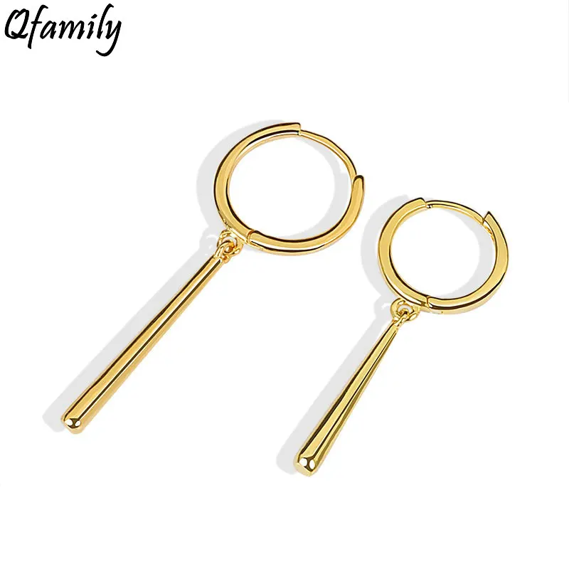 

925 Sterling Silver Hoop Earrings for Women Elegant Gold Color Long Drop Earring Party Hot Selling Ear Jewelry Gifts