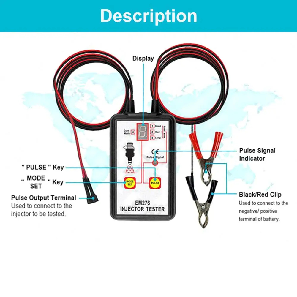 

New EM276 Professional Injector Tester 12V Fuel Injector 4 Pluse Mode Tester Fuel System Scan Tool EM276 injection nozzle tester