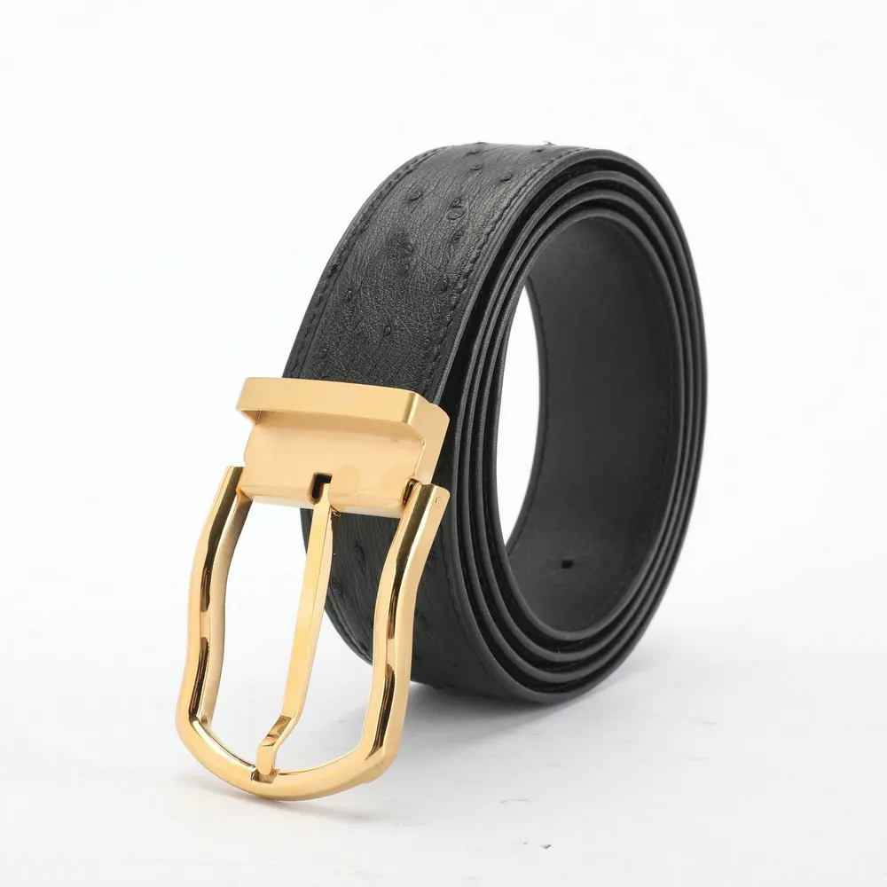 

ostrich genuine leather men's men belt designers buckle high-end leisure fashion luxury free shipping holographic