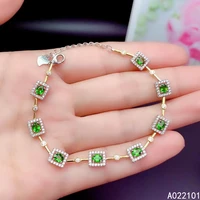 kjjeaxcmy fine jewelry s925 sterling silver inlaid natural diopside girl new lovely hand bracelet support test chinese style