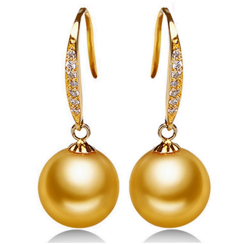 

S925 Sterling silver Earrings 10mm Perfect round Natural shell pearl Drop Earrings Fashion jewelry For women Free shipping