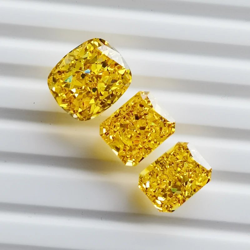 

NEW ARRIVL RADIANT CUT DARK YELLOW. cushion created beads regenerative gem stone beautiful lustre rarity shape