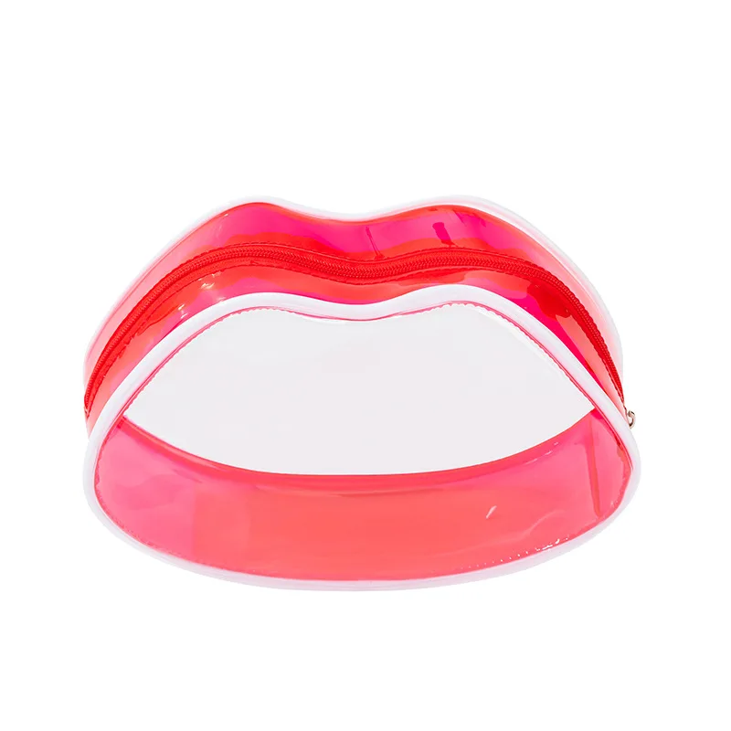 

Transparent Waterproof Lip Bag New Red Cosmetic Bag Cute Portable College Style Wash Bag Pvc Lipstick Bag