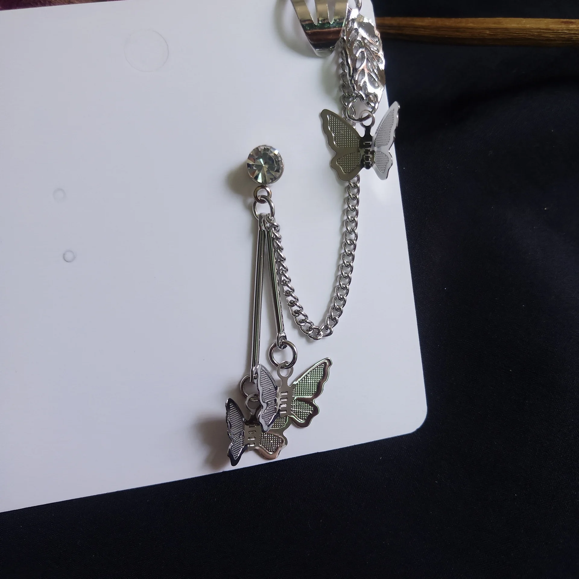 Серьги-клипсы для девушек холодный ветер цепь с плетением бабочка