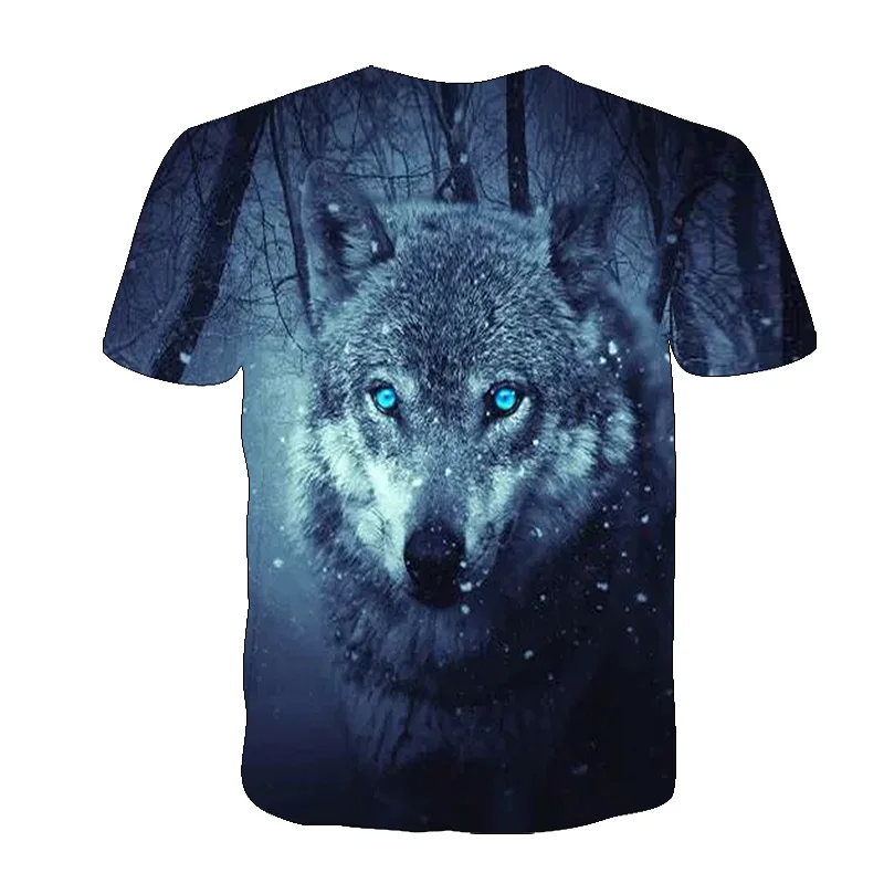 

2021 Summer Animal 3D Print Wolf T shirt Boys Streetwear Round Neck Short Sleeve Tee Tops Girls Casual Interesting Animal Tops
