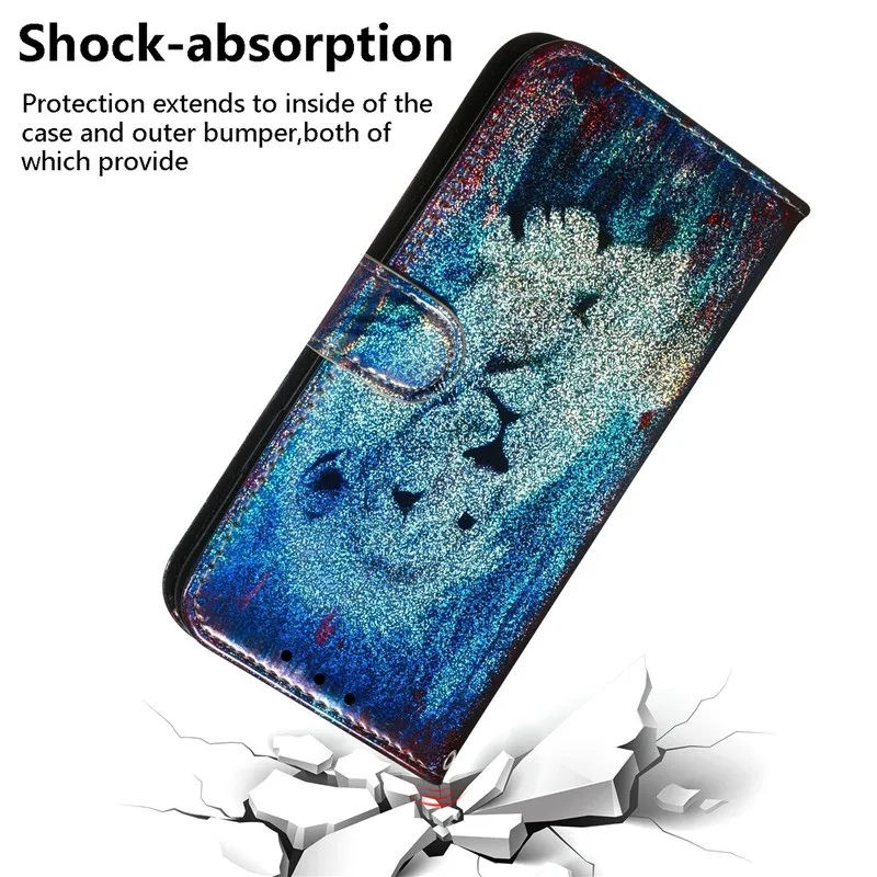 

Cartoon Lion Panda Glitter Leather Wallet Phone Case For Asus Zenfone Max Pro M1 ZB601 M2 ZB631KL Cases Flip Stand Cover Capa
