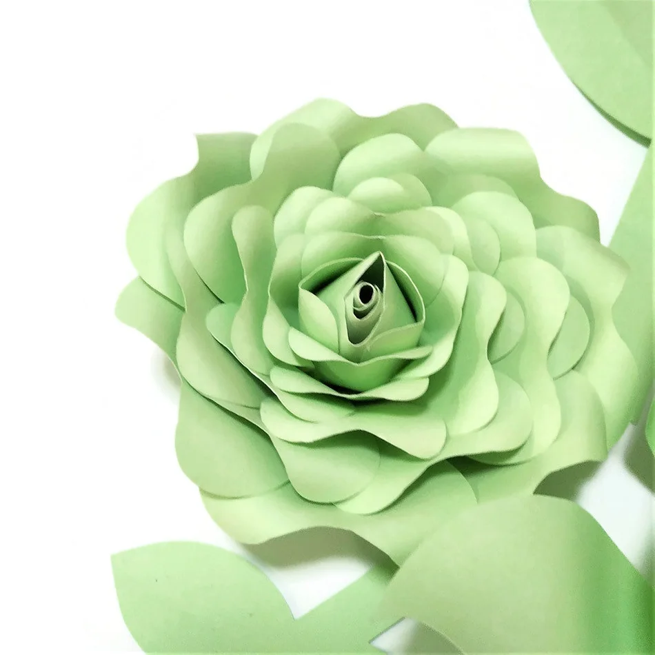 

Handmade Light Green Rose DIY Paper Flowers Leaves Set For Party Wedding Backdrops Decorations Nursery Wall Deco Video Tutorials
