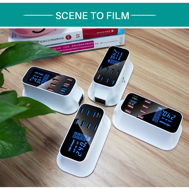 

Universal Mobile Phone 8 Port Quick Charge 3.0 USB Charger PD 18 W Multi USB Charging Station Dock Desktop Wall Home EU UK Plug