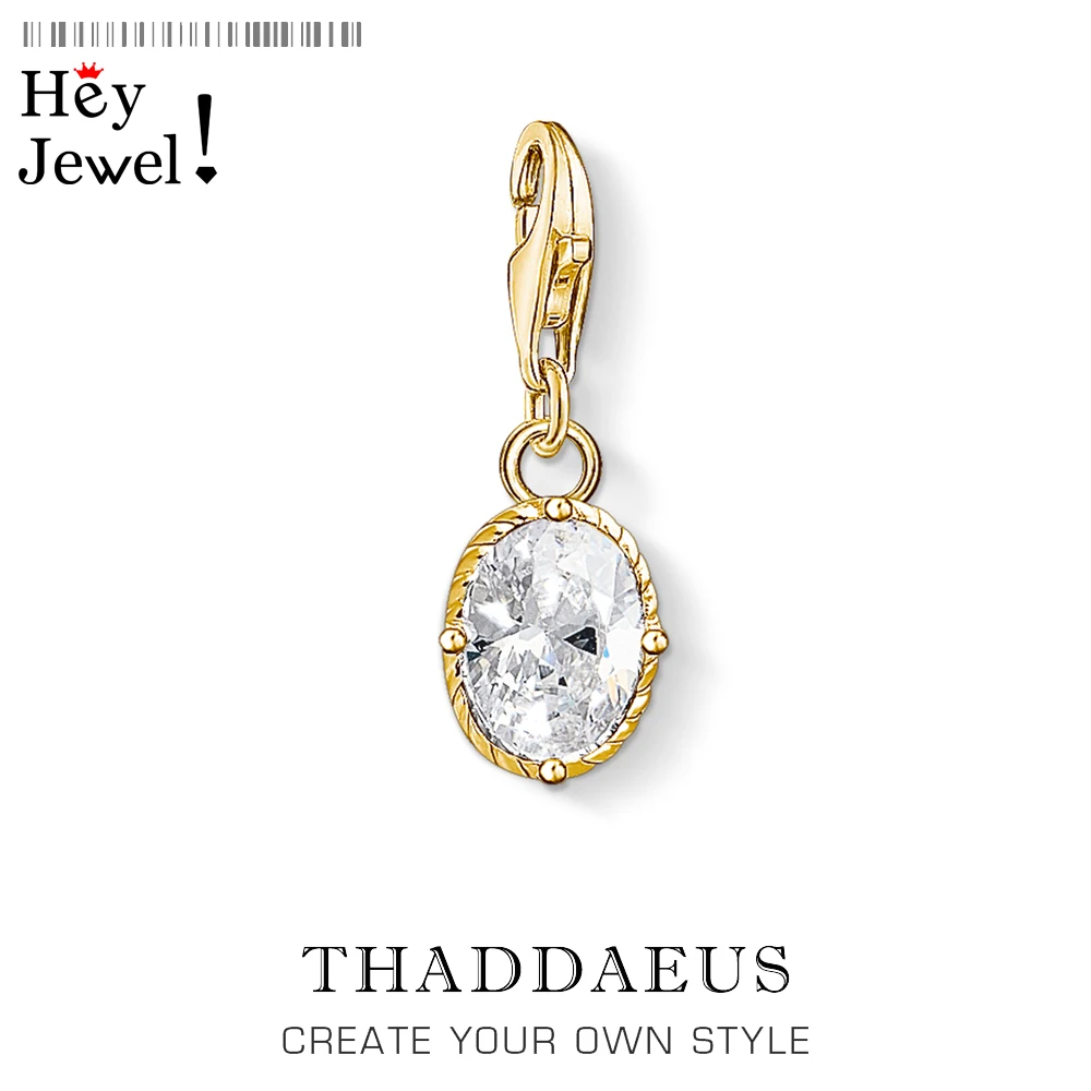 Модный Белый CZ золотой кулон из стерлингового серебра 925 пробы Овальный Шарм 2019