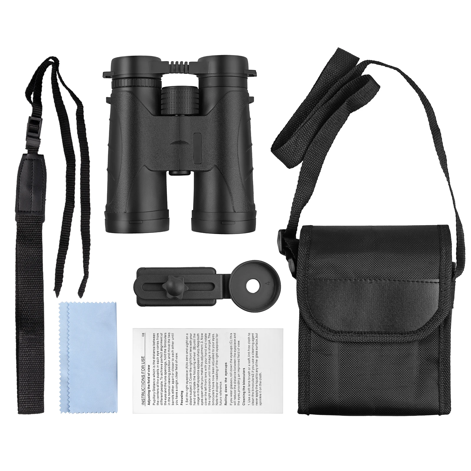 AMTOVL Профессиональные бинокли низкого уровня видимости, компактные, водонепроницаемые, легкие 10X42 с адаптером для смартфона, для походов.