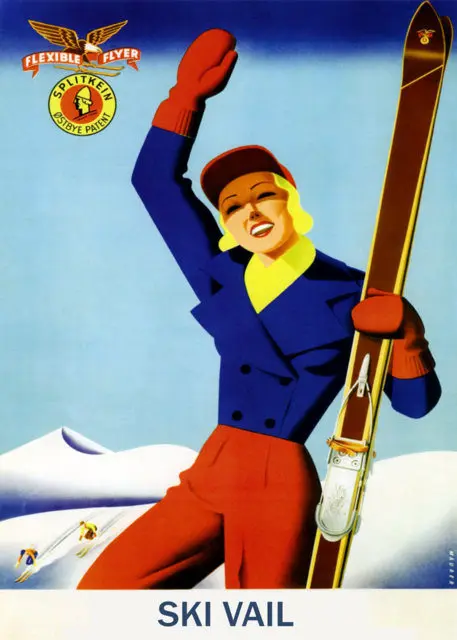 Винтажный постер для катания на лыжах спорта путешествий катание в квеке