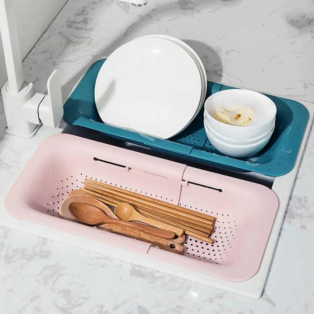Telescopic Colander Over The Sink Kitchen Strainer Vegetable Fruits Dish Drying Rack Organizer Storage Basket | Дом и сад