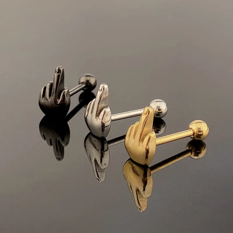 Пикантные ногти в стиле панк из нержавеющей стали 316L анафилаксия средний палец