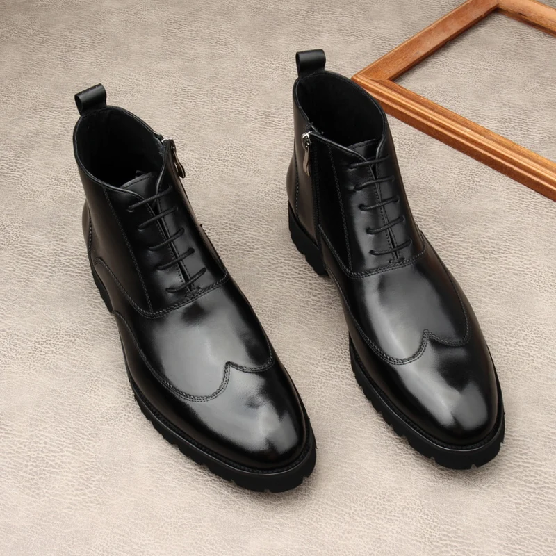 Ботинки Челси высокие топы. Воловья кожа кружево рабочая одежда круглая голова |