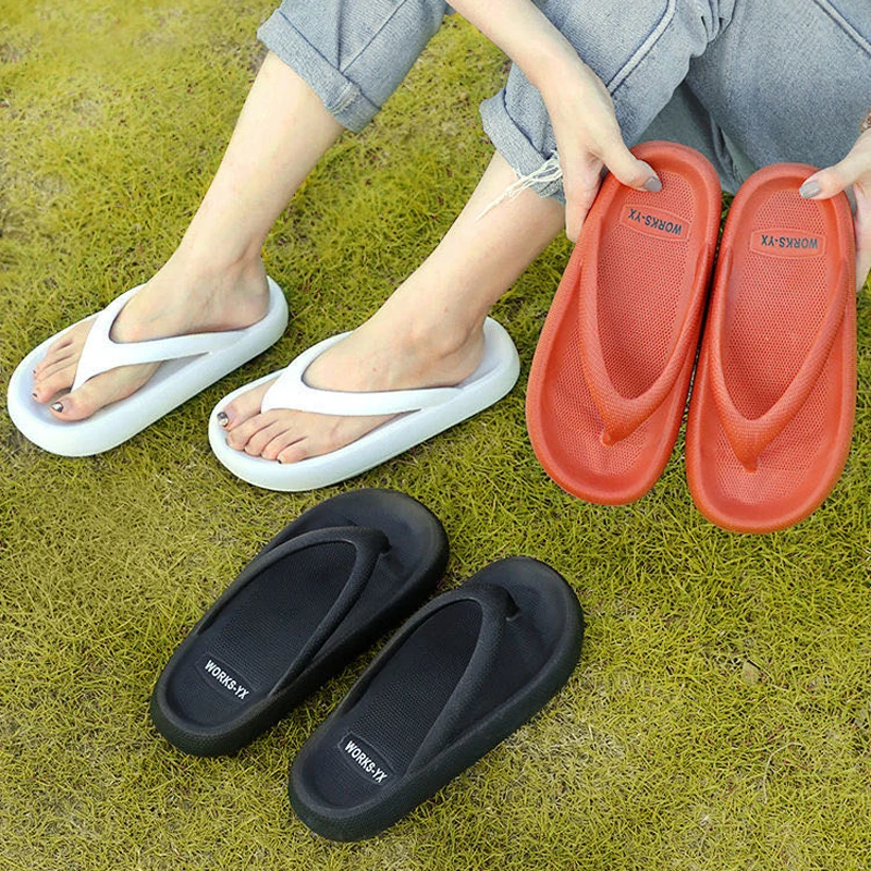 

Thick Bottom Platform Sea Flip-Flop Thong Sandals Summer Shoes Soft Bathroom Slippers Pillow Slides Outdoor Indoor Shoes Women