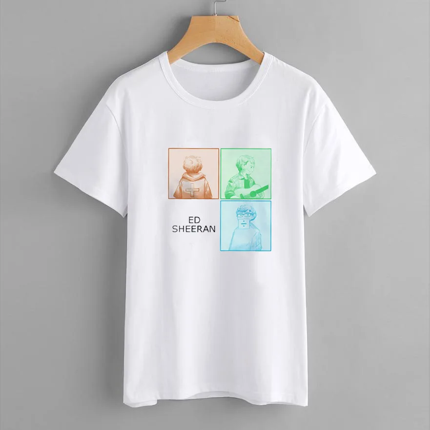 ERNESTNM летняя модная женская футболка с принтом музыки топы круглым вырезом и