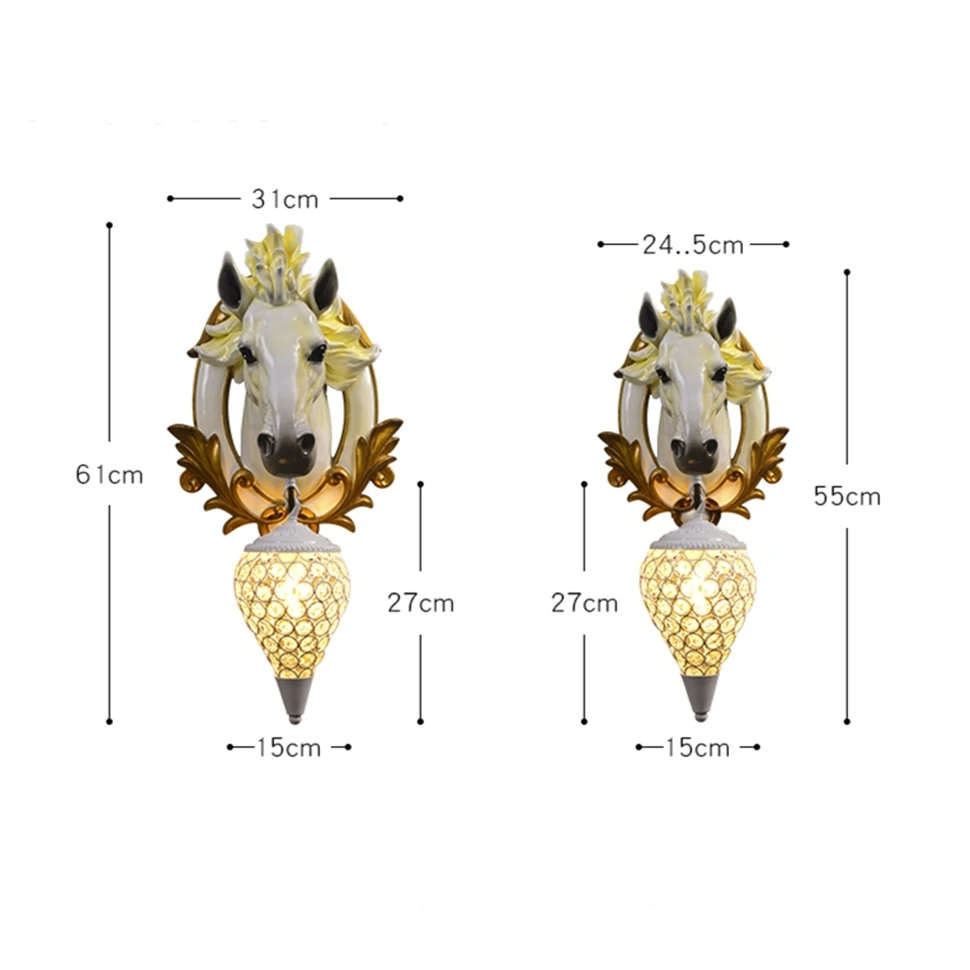 

Modern Lucky Horse Resin Wall Lamp Nordic Creative Fine Relief Living Room Holiday Decoration Vanity Light Wall Sconce Deco Lamp